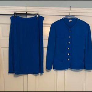 BLUE 2-Piece Knit Top/Broom Skirt St. John’s Set